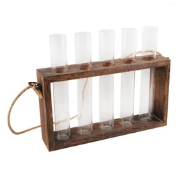 Vases 1 Set Of Plants Terrarium Wooden Stand Hydroponic Planter Wall Test Tube Glass Vase