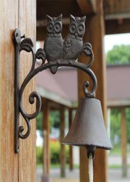 Antique Style Knocker Welcome Dinner Bell Home Decor Cast Iron Love Owls Wall Bracket Farm Patio BBQ Garden Door Porch Cabin Lodge3689020