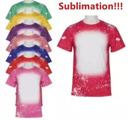 Whole Sublimation Bleached Shirts Heat Transfer Blank Bleach Shirt Bleached Polyester TShirts US Men Women Party Supplies2614207