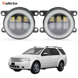 EEMRKE Led Fog Lights Assembly 30W/ 40W for Ford Taurus X 2007 2008 2009 with Clear Lens + Angel Eyes DRL Daytime Running Lights 12V PTF Car Accessories