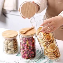 Storage Bottles Cereal Container Airtight Glass Food Jars Bamboo Organizer Transparent Lids Pantry Wood With Canisters Kitchen