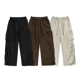 Men's Pants Spring Summer Men Folds Streetwear Fashion Loose Casual Wide Leg Cargo Cityboy Trousers Women Straight Pant