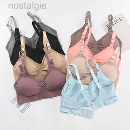 Maternity Intimates 1PCS No Steel Ring with Sports Pad Bra Breastfeeding Non-sagging Vest-style Pregnant Womens Clothing Underwear Front Buckle d240426