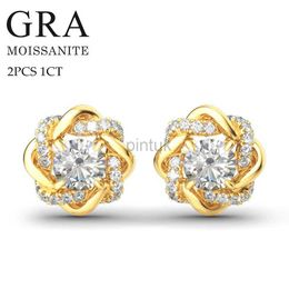 Stud Trend Knot of Love 2 Carat 6.5mm Moissanite Stud Earrings GRA Certificate 925 Sterling Silver Studs Women Jewelry Factory Price d240426