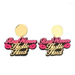 Stud Earrings Exaggerated Hip Hop Night Club Jewellery Acrylic PInk Lips Glitter Letter Big For Women