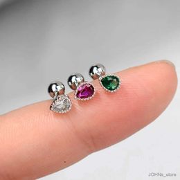 Charm 2PC Small Water Drop Zircon Tragus Cartilage Rook Helix Conch Earring Gold Colour Crystal Piercing Studs For Women Fine Jewellery