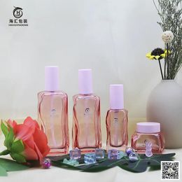 Storage Bottles 1PCS Cosmetic Face Cream 50g Pink Lip Sample Container Jar Pot Makeup Store Vials Glass Refillable Bottle