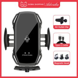 Stands Advaka A5S 15W Fast Charging Car Wireless Charger Phone Holder For Huawei/Iphone/Samsung/Asus/Lenovo/Oneplus/Oppo/Meizu/HTC