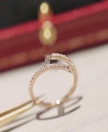 V gold luxury quality Charm punk band Thin nail ring with diamond in two Colours plated for women engagement Jewellery gift have box 7735547