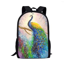 School Bags Pretty Peacock 3D Print Backpacks For Student Elegant Pattern Large Capacity Zipper Boys Girls Teenager Bag Backpack