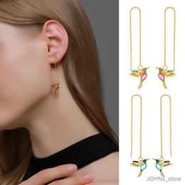 Dangle Chandelier Fashion Unique Little Bird Drop Long Hanging Hummingbird Earrings For Women Elegant Girl Tassel Crystal Pendant Earring Jewellery