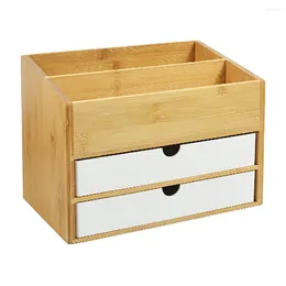 Jewelry Pouches Bamboo Separate Cosmetic Drawer Storage Box Desk Organiser Office Desktop Skin Care Rack White L