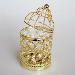 Candle Holders Metal Hollow Birdcage Holder Tealight Candlestick Romantic Night Light Hanging