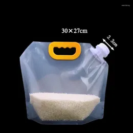 Storage Bags 5pcs Transparent Plastic Rice Grain Packaging Large Food Bag With Spout Kitchen Organzier Accessories 2024