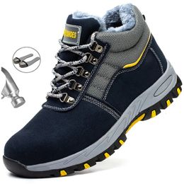 High Quality Winter Boots Men Steel Toe Cap Safety Boots Work Shoes Men Puncture-Proof Work Boots Plush Warm Safety Shoes male 240422