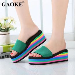 Slippers Summer Women Sandals Platform Bath Wedge Beach Flip Flops High Heel Slide Shoes Ladies