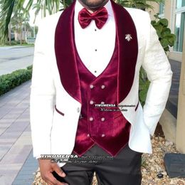 Men's Suits Elegant Groom Tuxedos Custom Made 3 Pieces Floral Jacquard Jacket Vest Pants Formal Party Business Prom Blazer Sets