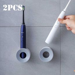 Toothbrush Holders 2-piece electric toothbrush holder wall mounted self-adhesive storage hook bathroom accessory organization 240426
