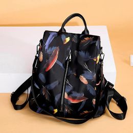 Backpack Style Oxford Anti Theft Mutifunction Women Feather Printing Girls School Bag Sport Travel Shoulder Mochila Mujer Sac