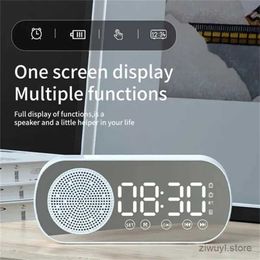 Desk Table Clocks New Desk Speaker Clock Bluetooth Speaker FM Radio Alarm Clock HiFi Sound HD Mirror Screen Support TF Card for Bedroom Clock