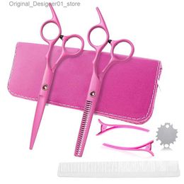 Hair Scissors Professional pink hair clippers thin texture clippers hair clippers hair clippers with comb clips Q240426