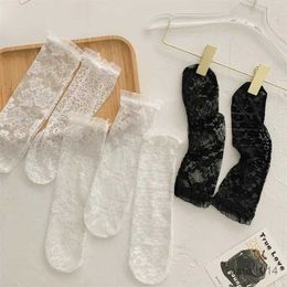 Kids Socks 1 Pair Baby Girl Sock Korean Style Sweet Princess Lace Hollow Calf Sock for Kid Girl Summer Thin Mesh Breathable Knee High Sock