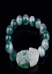 New good luck Jewellery PIXIU Green Jade Bead Buddha Lucky Bracelet Size 10MM 75quot7924664