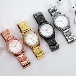 Wristwatches Elegant Dress Mesh Belt Rhinestones Quartz Watches Luxury Bracelet For Women Business Clock Relogio Feminino