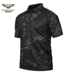 Tactical T-shirts Mens tactical military shirt summer army camouflage mens breathable pocket short sleeved S-3XL 240426