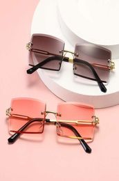 2021 Retro Sunglasses Women Brand Designer Fashion Rimless Gradient Sun Glasses Shades Cutting Lens Ladies Frameless Eyeglasses6968120