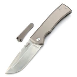 New Arrival CK4263 Flipper Folding Knife M390 Satin Drop Point Blade TC4 Titanium Alloy Handle Ball Bearing EDC Pocket Folder Knives Outdoor Camping Tools