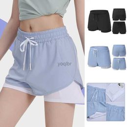 Women's Shorts Double layered fitness shorts for womens clothing Bilayer ice cream sports womens pants sports push ups cycling yogaL2404