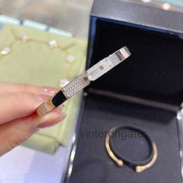 High-end Luxury H Home Bangle Fashion opening plated 18K gold rose platinum h sky star semi diamond lock Bracelet couple bracelet Jewelry