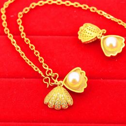 Pendants Shell Pearl 14k Yellow Gold Plated Necklace For Women Elegant Female Clavicle Chain Birthday Fine Jewellery Gifts