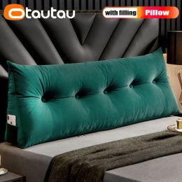 Pillow OTAUTAU Bed Back Headboard Pillow Queen King Sofa Backrest Cushion Home Decor Velvet Long Body Lumbar Pillows Washable ZT6ZR1C