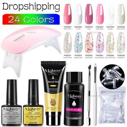 Kits Manicure Gel Finger Extend Mold Glue Poly Polish Set Soak Off Remover Tips Nail Lamp UV Led Top Base Coat Slip Solution Tool X