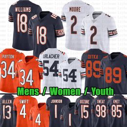 18 Caleb Williams Roma Odunze DJ Moore Football Jersey Jaquan Brisker Darnell Wright Cole Kmet Devin Hester Walter Payton Montez Sweat Keenan Allen D'Andre Swift