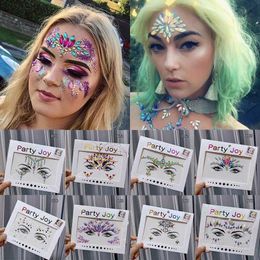 Tattoo Transfer 3D Acrylic Temporary Tattoos Glitter Rhinestone Eyebrow Sticker Sexy Face Tattoo Stickers DIY Body Art Facial Jewellery Tattoo 240427