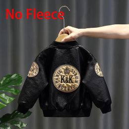 Mirrors 4 5 6 8 9 10 11 12 Years Children Boys Girl Basball Fur Zipper Biker Leather Jacket Winter Warm Fleece Coat Outer Wear