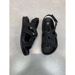 designer sandals women slide heels shoes Pure Toteme thick soled Black cowhide Caligae Handmade leather woven beach PJWR