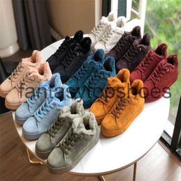 Loro Piano LP deep-mouth round sheep sneakers suede toe casual lace-up loafers beaver wool warm thick soles Shoes
