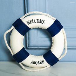 Decorative Figurines Nautical Style Welcome Red Blue Life Buoy Home Marine Beach Wall Decoration Crafts Living Room