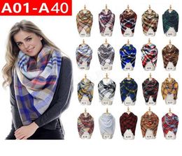 Plaid Scarves Girls Shawl 140140cm Grid Wraps Lattice square Neck Scarf Fringed Pashmina Winter Neckerchief Blankets 40styles LJJ6080660