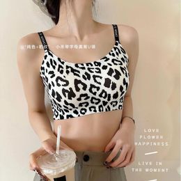 Bras UBAU Solid Colour Leopard Print Small Halter Beauty Back U Neck Underwear Women's Sexy Sports Gathered Wearable Bra