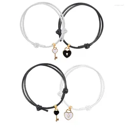 Charm Bracelets Good Friends 2-piece Bracelet Heart-shaped Hollow Key Lock Pendant Fashion Men And Women Valentine's Day Jewelry Gift