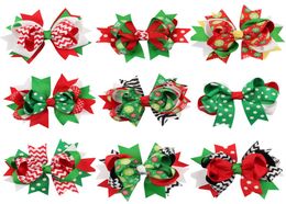 Baby Girls Christmas hairpins dovetail Barrettes bow with clip children snowflake Dot stripe hair accessories Bowknot Hair clips K8349188