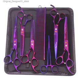 Hair Scissors Purple Dragon Pet Scissor 7-inch Stainless Steel Dog Beauty Scissor Set Straight Scissor Thin Scissor Chunker Curve Scissor Z3003 Q240426