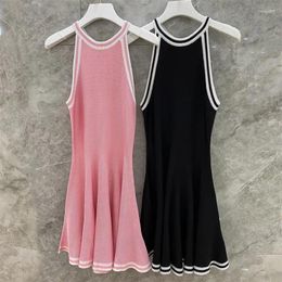Casual Dresses 2024 Women 's Knitting Fashion Show Thin Round Collar Sleeveless Dress