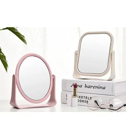 Folding Plastic Mirror New Double-sided Rotating Vanity Mirror Small Fresh and Pure Colour Folding Makeup Desktop Small Mirror