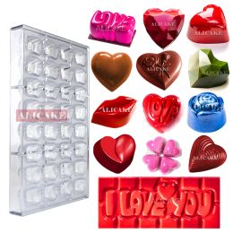 Moulds 3D Polycarbonate Chocolate Mold For Chocolates Heart Candy Mold Acrylic Mould Confectionery Cake for Baking Pastry Utensils